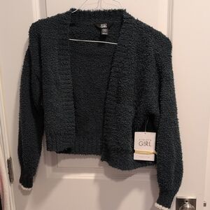 Athleta Girl Plush Knit Dark Green Fuzzy Sweater  - Girl Size 8-10 -NWT